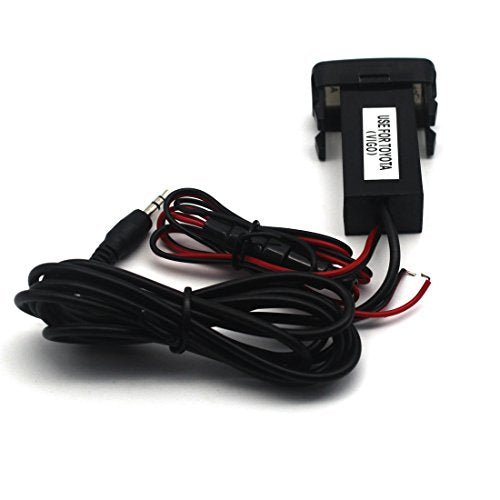MOTONG Car USB Socket Port with 3.5mm AUX Socket for Toyota VIGO, Charges Devices like iPhone, iPad, Samsung, LG, Huawei