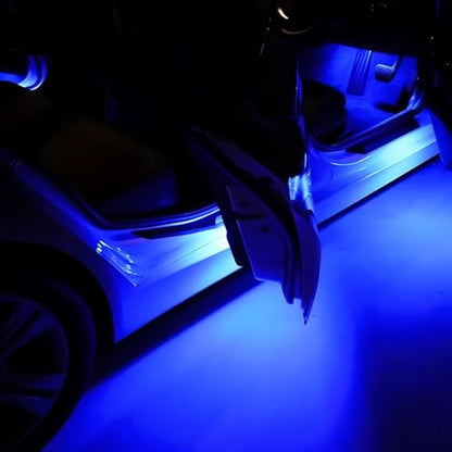 iJDMTOY Ultra Blue LED Footwell, Door Sill, Side/Under Door Lights, Compartment Glove Box or Trunk Cargo Lights, Compatible With Audi A1 A3 A4 A5 A6 A7 A8 Q3 Q4 Q5 Q7 Q8 - style: Blue