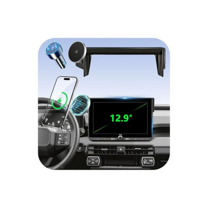 Phone Holder for 2026 Toyota RAV4 (ONLY Fits 12.9" Screen), MagSafe Car Mount Charger, Magnetic Phone Holder, 15W Wireless Charging, Car Adapter Included, 360° & Hands Free, RAV-4 Interior Accessories - size: Toyota RAV4 | 2026 (12.9" Screen)