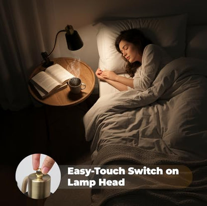 LALISU Desk lamp Eye-Caring Table Lamps 360°Rotation Gooseneck Clip on Lamp - color: Black and Gold