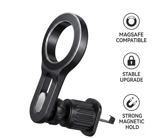 Magnetic Car Air Vent Phone Holder, Upgraded Metal Hook 360° Rotatable Universal Car Phone Mount, Strong Magnet Hands Free Smartphone Holder Compatible with All Phones