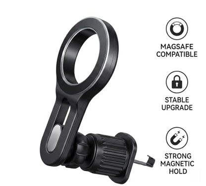 Magnetic Car Air Vent Phone Holder, Upgraded Metal Hook 360° Rotatable Universal Car Phone Mount, Strong Magnet Hands Free Smartphone Holder Compatible with All Phones