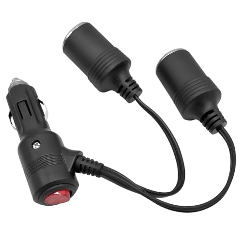 Mandark Car Cigarette Lighter Splitter, 1 to 2 Vehicle Cigarette Lighter Splitter Adapter Power Charger Port, 12V/24V Female Socket Plug Extension Cable, Universal for Most Cars - size: 1 to 2 car cigarette lighter