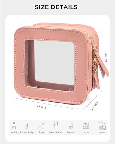 LETGO Mini Clear Sunscreen Bag Pouch for Beach Bag, Personalized Waterproof Sun Makeup Bag For Pool,Beach Toiletry Cosmetic Bag Preppy Beach Summer Vacation Essentials Bag (Pink, Mini-Clear) - color: Pink, style: Mini-clear