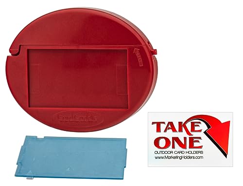 Vehicle Business Card Bin with Lid Holds 3.5" x 2" Contact Information Cards Stick On Advertising Box Red Plastic On The Go Caddy by Marketing Holders - color: Red