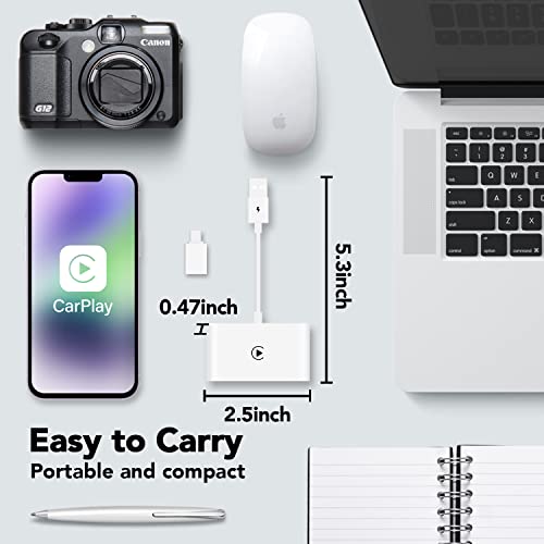 Wireless Carplay Adapter for Apple Carplay Wireless Adapter Convert Wired to Wireless CarPlay Dongle for Wireless Control Plug & Play Fit for Cars from 2015 for iPhone, White