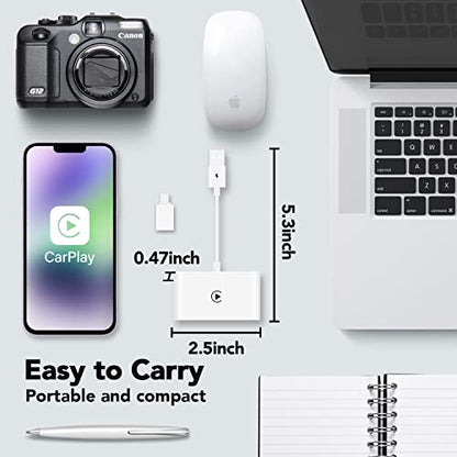Wireless Carplay Adapter for Apple Carplay Wireless Adapter Convert Wired to Wireless CarPlay Dongle for Wireless Control Plug & Play Fit for Cars from 2015 for iPhone, White