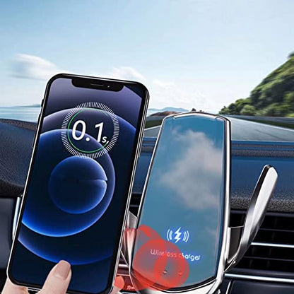 Wireless Car Charger Automotive Electric Induction 15W Wireless Charger Car Vent Mount Bracket Fast Charging Auto-Clamping Car Phone Holder Mount Air Vent Phone Holder Black… - color: Black