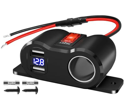 120W Dual USB Outlet Cigarette Lighter Socket Splitter LED Voltmeter - color: Black, size: 1P