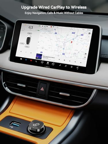 USB-C Wireless CarPlay & Android Auto Adapter, Plug-in Dongle Converts Factory Wired CarPlay/Android Auto to Wireless
