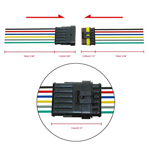 MUYI 6Pin Way 18AWG Waterproof Electrical Connector Wire Connectors-5 Kit - style: 6pin (5sets)