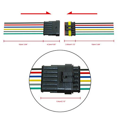 MUYI 6Pin Way 18AWG Waterproof Electrical Connector Wire Connectors-5 Kit - style: 6pin (5sets)