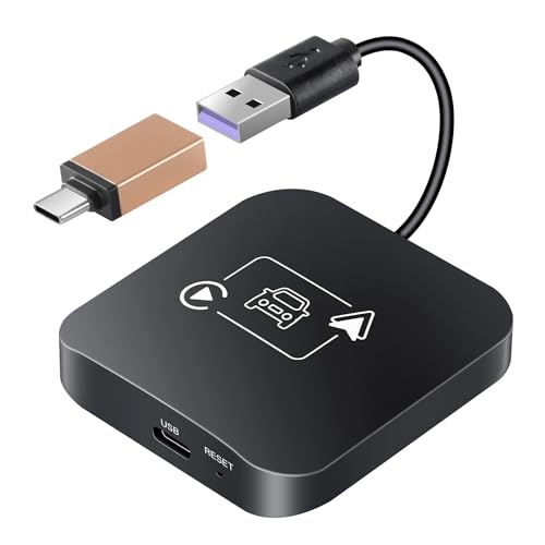 Wireless CarPlay Adapter 2 IN 1 Plug and Play Wired to Wireless Car Play Adapter Android Auto Dongle, Aux Compatible All Car Models Smart Carplay Box Support iPhone 6+/iOS 10+/Android 11.0+