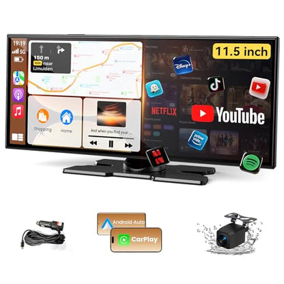 11.5 inch CarPlay Screen for Car, Built-in N-etflix/YouTube and Other apps