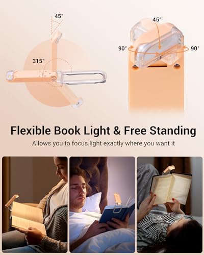 DEWENWILS USB Rechargeable Book Reading Light, Clip on Booklight Peach Fuzz - color: Peach Fuzz