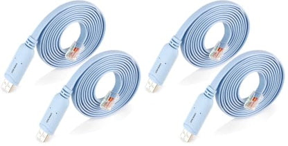 USB to RJ45 Console Cable 2pack, Essential Tool for Cisco, NETGEAR, Ubiquiti, LINKSYS, TP-Link Routers/Switches Connection, Compatible with Windows, Mac, Linux Laptops (Pack of 2) - size: 6 ft 4 Pack