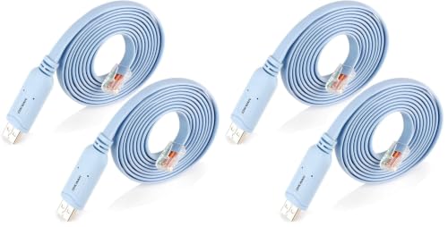 USB to RJ45 Console Cable 2pack, Essential Tool for Cisco, NETGEAR, Ubiquiti, LINKSYS, TP-Link Routers/Switches Connection, Compatible with Windows, Mac, Linux Laptops (Pack of 2) - size: 6 ft 4 Pack
