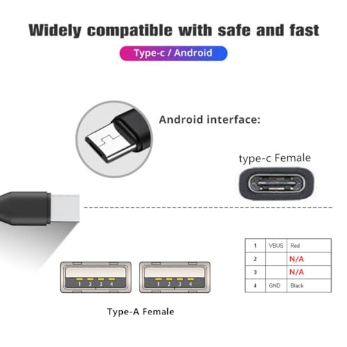 chenyang USB C Splitter Multi Charging Cable,USB C 1 to 2 USB Charge Extension Cable Supports Charging Two Devices at The Same Time 0.98FT/0.3M - style: Mini USB 1 to 2 USB