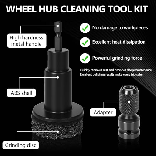 Wheel Hub Cleaning Tool, Hub Resurfacing Kit, Brakewheel Stud Cleaner With 7 Pads, Used For Quickly Removing Rust From Studs And Brake Discs, Supports Electric Drills And 1/2-Inch Impact Wrenches