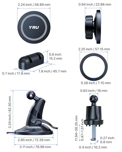 YRU Upgraded Military-Grade [98+LBS Strong Suction]for Magsafe Phone Holder - color: Black