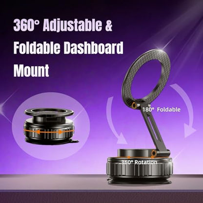 Magnetic Vacuum Car Phone Holder 360° Adjustable Foldable - color: Grey, size: GY-15B