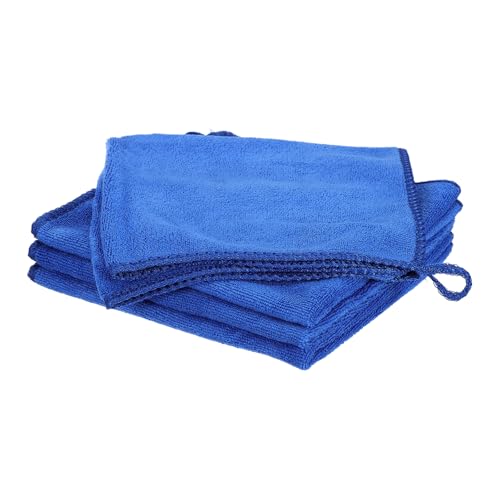 HARFINGTON 4 Pack Microfiber Cleaning Cloth, 16" x 12" Multi-Functional Cleaning Towels Reusable Absorbent Rags with Hook for Car Wash Kitchen Household Window Clean, Sapphire Blue - color: Sapphire Blue, size: 16" x 12"