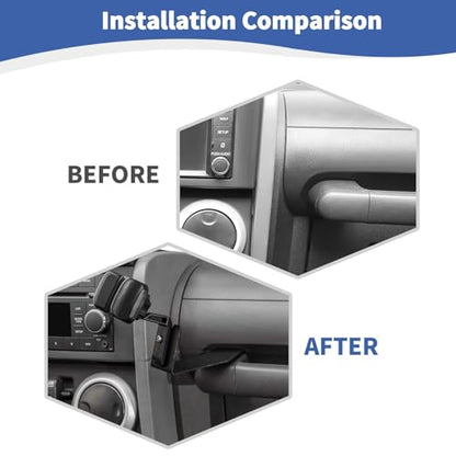 RT-TCZ for Jeep JK Multi-Function Phone Holder, JKU Radio Holder Walkies Talkie Mount Bracket for Jeep Wrangler JK JKU 2007 2008 2009 2010 Black Gray Accessories - color: Black 07-10
