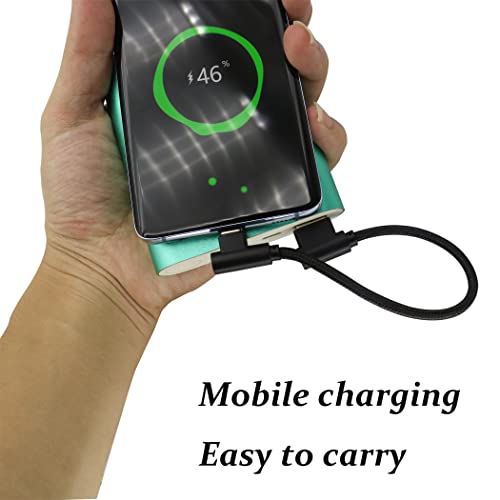 Double Elbow Type C Cable Right Angle Nylon Braided USB 2.0A to USB C Cable Type C 90°to USB A 90°Left Elbow Fast Charging Cable Compatible with Type-C Port Device [2Pack/0.6ft]