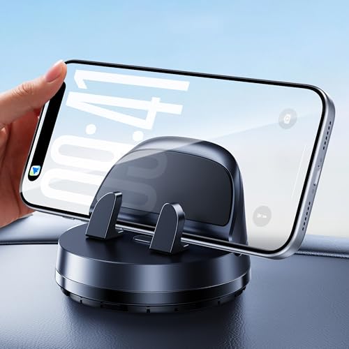Car Dashboard Phone Holder Mount, 360 °Rotating Curved Dash Automatic Clamping Cell Phone Mount with Adaptive Adhesive Base, Multifunctional Accessories, Fit for iPhone, Samsung, Google, GPS