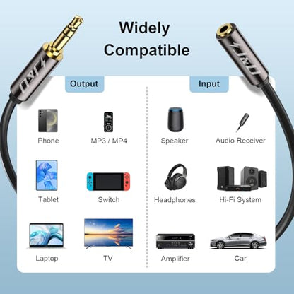J&D 3.5mm Male to Female AUX Extension Cable, TRS Stereo Audio Cord, 9 ft - size: 9 Feet