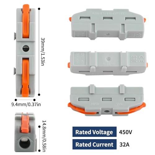 50Pcs Lever Type Wire nut connectors Compact PA66 Splicing Terminal Blocks Suitable for Tool-Free Quick Connections in Household Industrial Control and Automotive Wiring