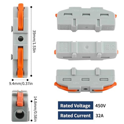 50Pcs Lever Type Wire nut connectors Compact PA66 Splicing Terminal Blocks Suitable for Tool-Free Quick Connections in Household Industrial Control and Automotive Wiring