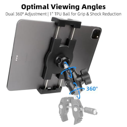 1" Ball Tablet Holder with Short Aluminum Alloy Arm, 360 Rotation, Fits 5-13" Tablets iPad Pro 12.9 Air Mini iPhone, Compatible with RAM Mounts - size: Tablet Holder w 2.36" Arm