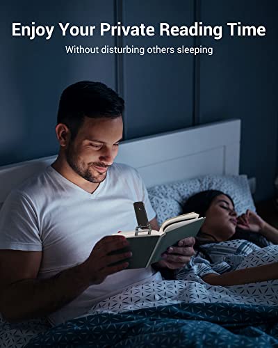 DEWENWILS Book Reading Light with Cilp, LED Clip on Book Light for Reading in Bed, USB Rechargeable Eye Care Book Lamp for Kids, Bookworms,2 Brightness Levels (Black) - color: Black