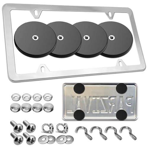 Magnetic License Plate Holder Bracket, Only for Metal Car Bumper - color: Chrome-Slim edge