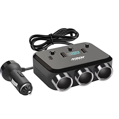Cigarette Lighter Splitter, 12V/24V 3-Socket Vehicles Adapter - size: 65PD