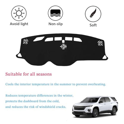 Dashboard Cover Suitable for Chevrolet Traverse 2018 2019 2020 2021 2022 2023 Car Dashboard Cover Sun Visor Mat Non-Slip Polyester Dashboard Accessories - size: 2018-2023 For Chevrolet Traverse
