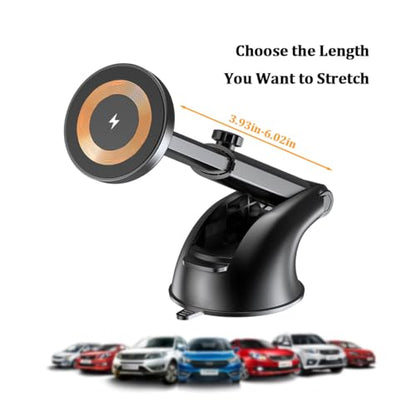 15W Car Mount Charger, Magnetic Wireless Suction Cup Vehicle Dashboard Cell Phone Holder with Air Vent Clip, Automotive Interior Windshield Smartphone Charger Mount, Universal Fit (Style A) - color: Style A