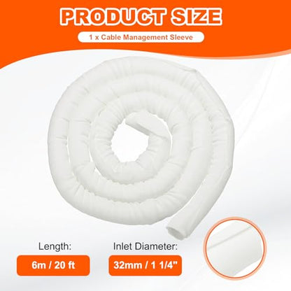 MECCANIXITY Braided Wire Loom, 20ft(6 m) - 1 1/4"(32mm) Wire Split Braided Cable Management Sleeve Automotive Woven Mesh Split Loom Tubing for Multi-Cable Management, White - color: White, size: 20ft(6 m) - 1 1/4"(32mm)