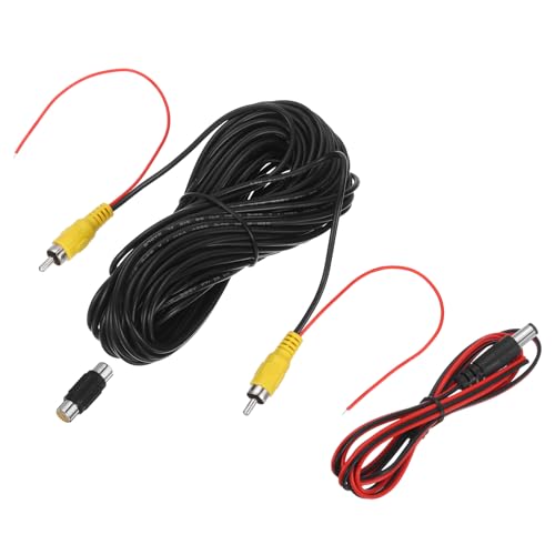 MECCANIXITY Backup Camera RCA Video Cable, 15m/49.2ft RCA Car Rear Reverse Camera Video Extension Cable & Detection Wire for Truck Bus SUV, Male to Male, with Female to Female Coupler, DC Wire - size: 15m/49.2ft