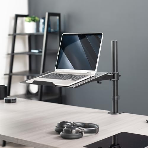 VIVO Single Laptop Notebook Desk Mount Stand, Fully Adjustable Extension with C-clamp, Fits up to 17 inch Laptops, Black, STAND-V001L - style: Desk Mount