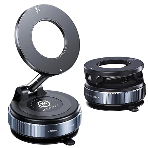 2026 Upgraded Pro Ultra-Suction Magnetic Phone Mount - Reinforced 360° Vacuum Holder for MagSafe, iPhone & Android (Ready for Car, Gym, Mirror, Home & More)