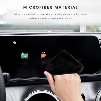 2 PCS Car Screen Cleaner, Foldable Microfiber Cloth Auto Touchscreen Cleaning Pad, Vehicle Touch Screen Cleaning Wipes Universal Interior Accessories for Dashboard LCD Display (Black & Gray) - color: Black & Gray, 2 Pcs