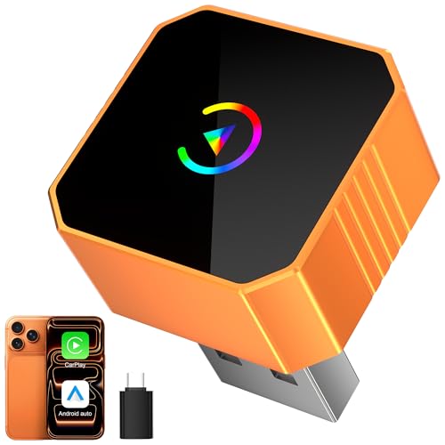 2026 Wireless CarPlay Adapter for iPhone & Android Wired to Wireless CarPlay & Android Auto Plug and Play Fast Auto Reconnect Stable Control Compatible for iOS 10+ & Android11+