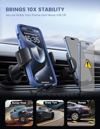 Lamicall 2026 Wider Clamp & Metal Hook Car Phone Holder Vent Accessories - color: NEW Upgraded - Lucite Black