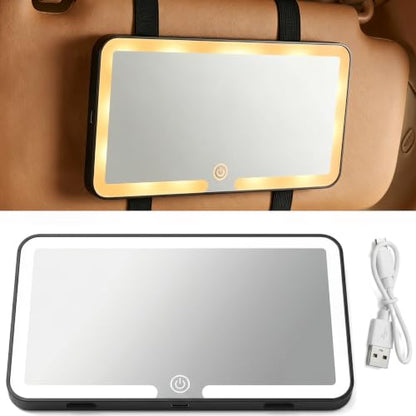 Car Sun Visor Vanity Mirror, Slim Makeup Mirror with Adjustable Straps