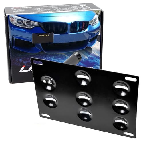 iJDMTOY No Drill Front Bumper Tow Hook License Plate Mounting Bracket Adapter Kit Compatible with BMW F30 F31 F32 F34 F10 G30 G31 3 4 5 Series E84 X1 etc