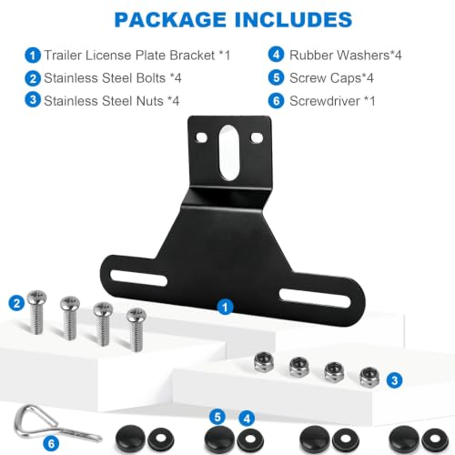 Trailer License Plate Bracket, Heavy Duty Stainless Steel Adjustable Holder