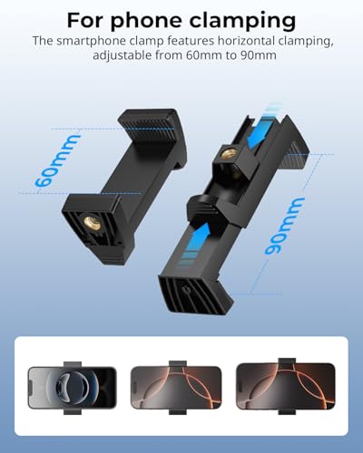 SMALLRIG Magic Arm Clamp w/ 1/4 and 3/8 Thread Holes, 9.8 Inches Adjustable - size: 9.8''+phone clamp