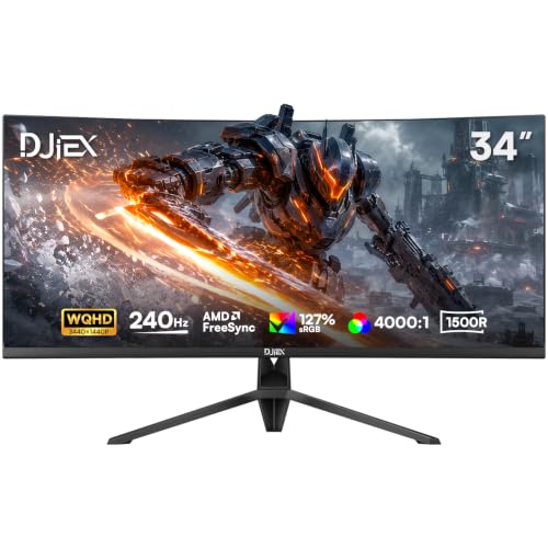 34 Inch Ultrawide Curved Gaming Monitor, 240Hz, UWQHD(3440 x1440) | 1500R, 21:9 VA Panel, 1ms, 127% sRGB, HDR10, FreeSync, HDMI, DisplayPort, VESA, for Work, Business - size: 34 inch